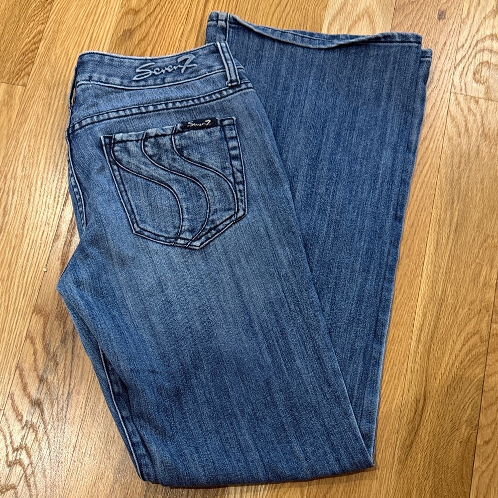 Seven7 Women's Bootcut Jeans in Medium Blue Wash - Size 28